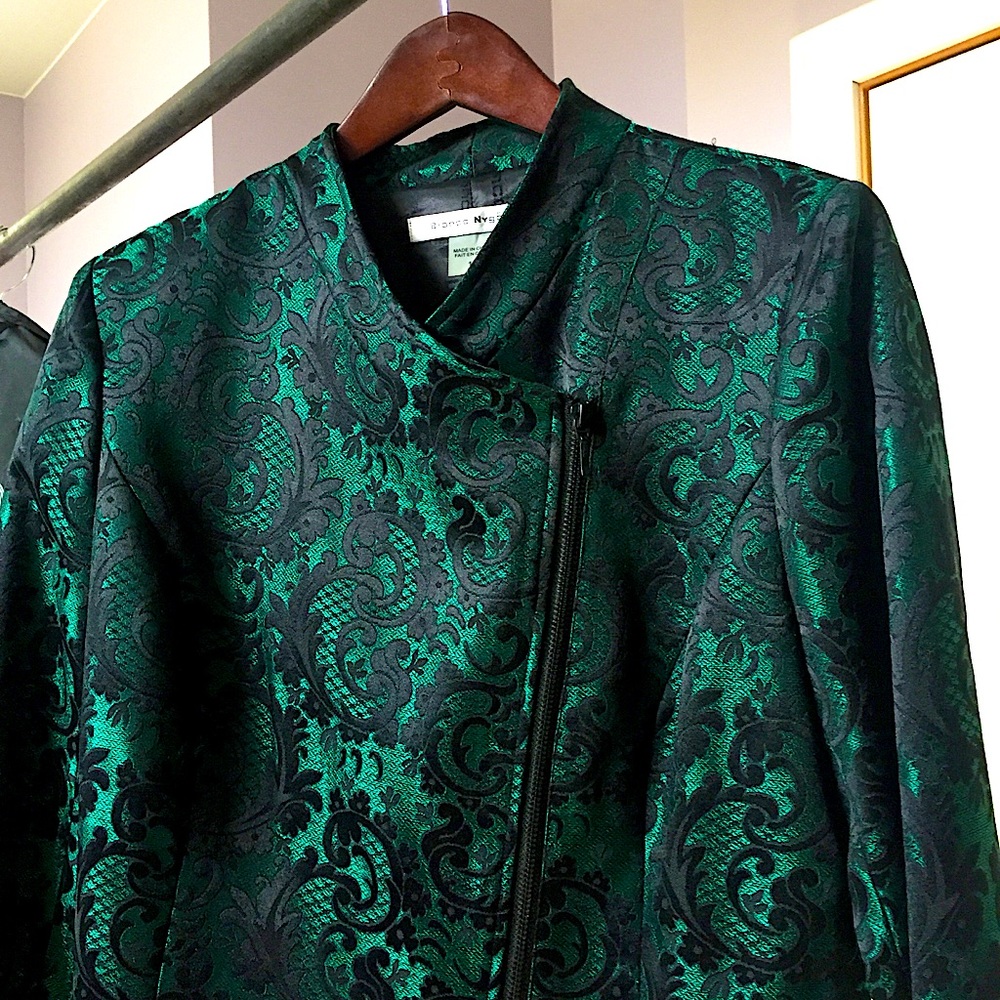 Bianca Nygard Sexy Black+Green Paisly Blazer New - Picture 11 of 16